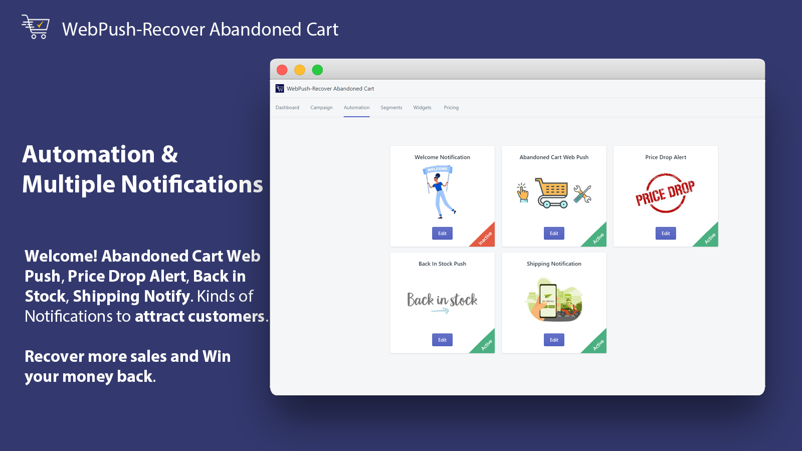 Multiple Notifications_WebPush-Recover Abandoned Cart