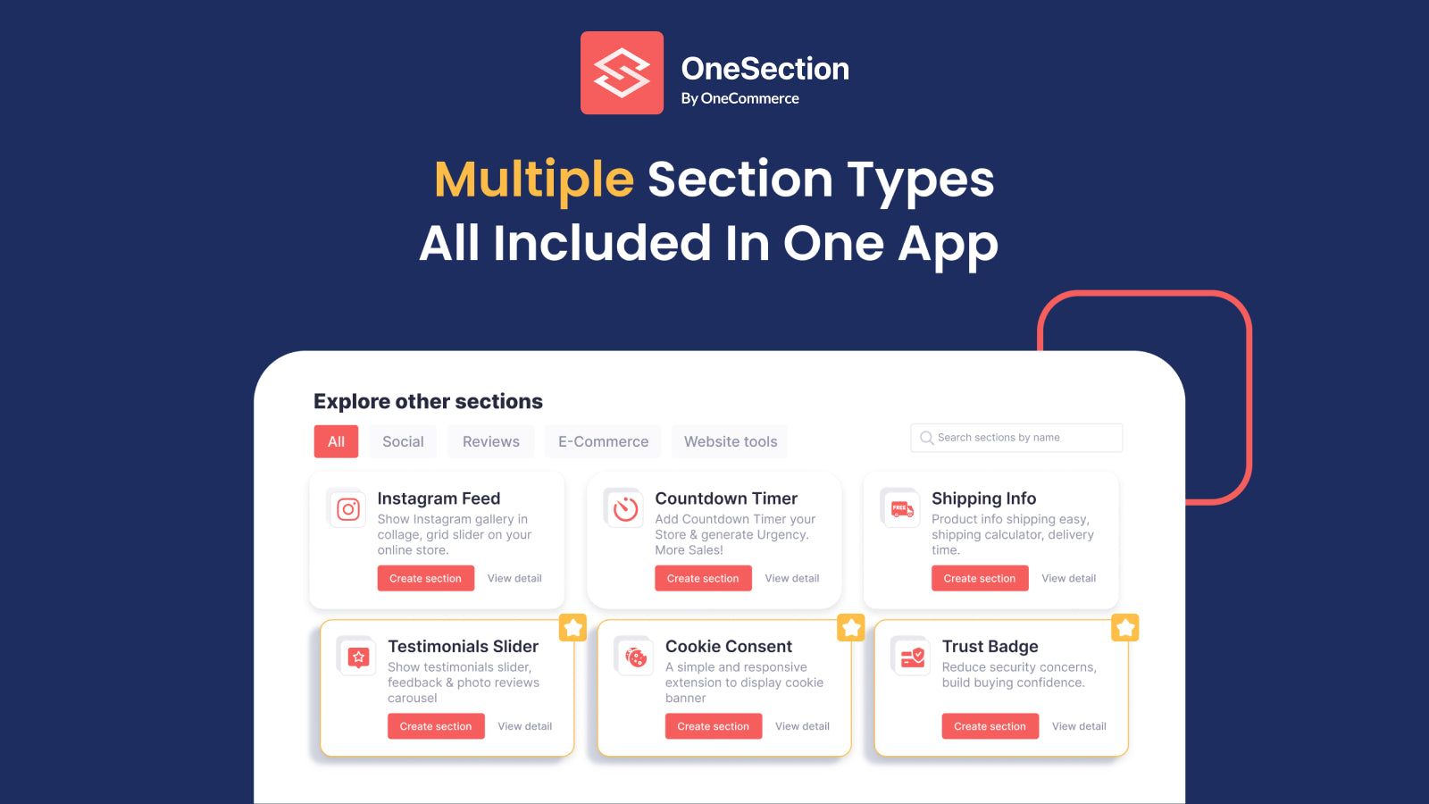 Multiple section types - All included in one app