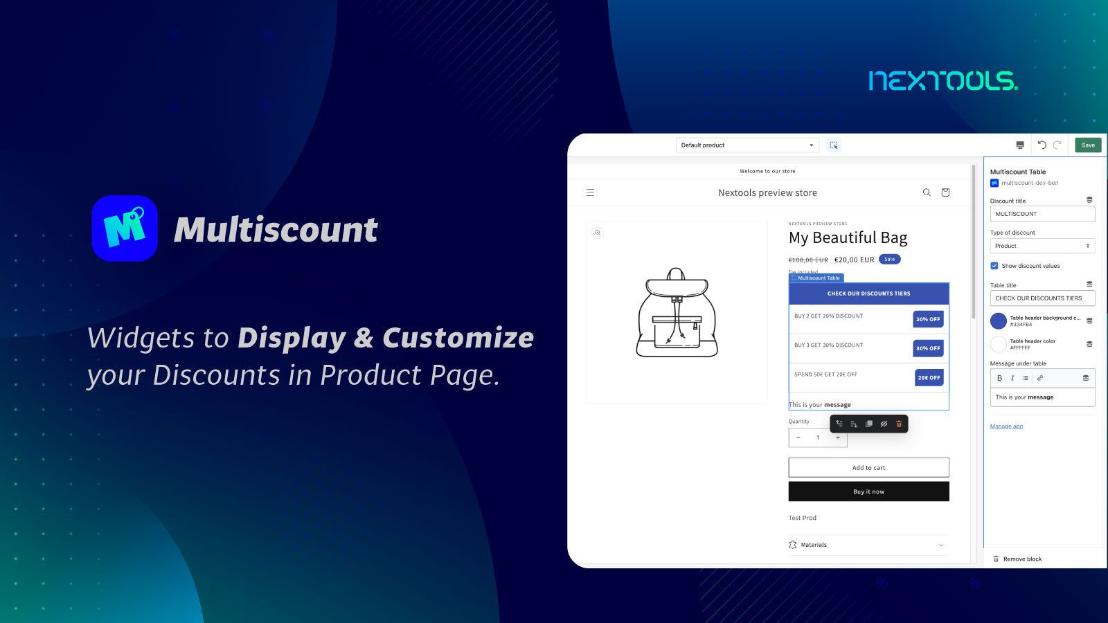 multiscount: customize banner discount