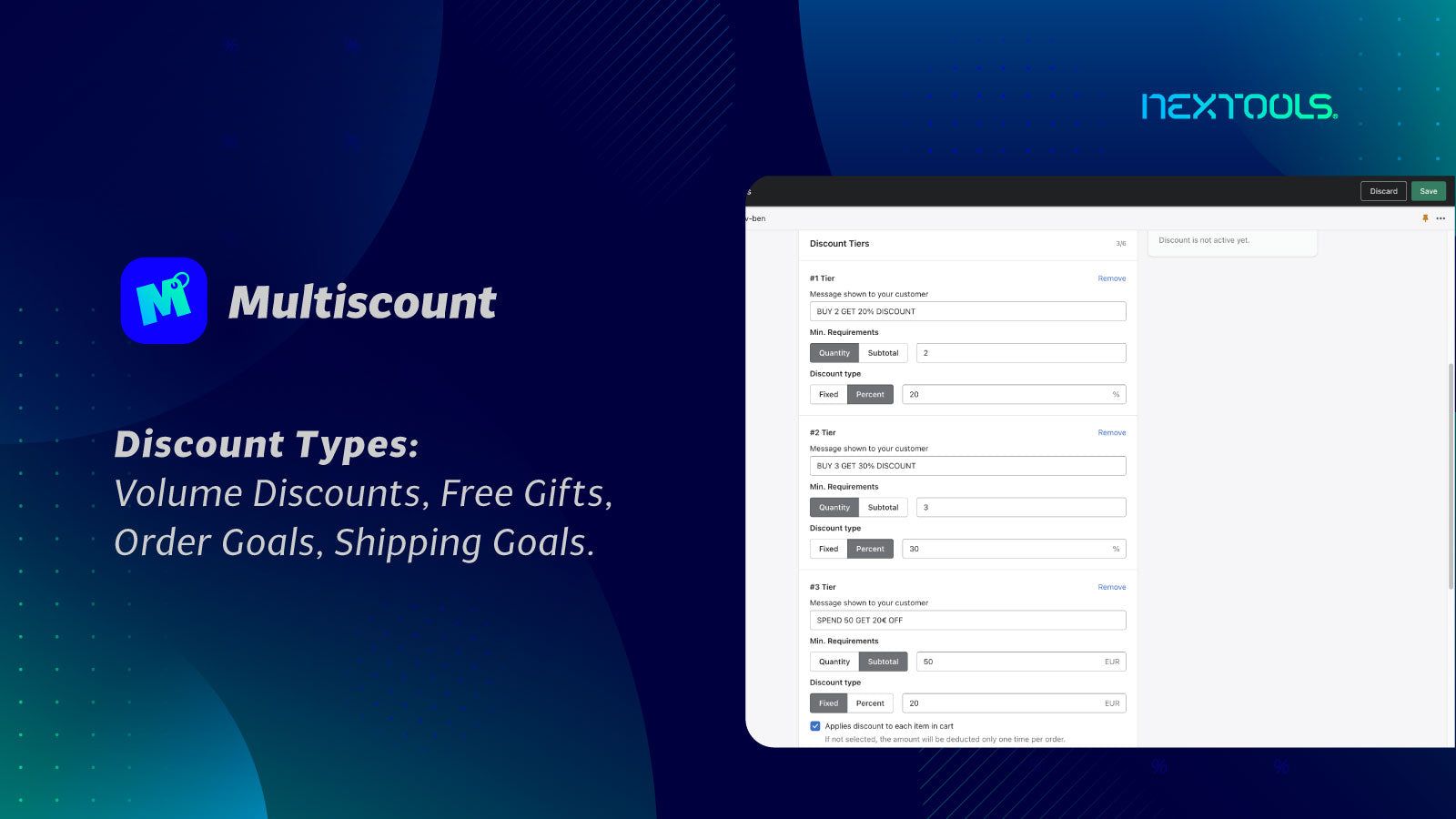 multiscount: stackable and tiered discount