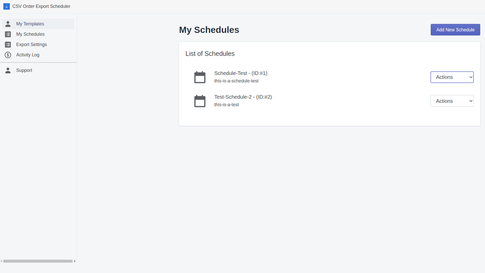 My schedules