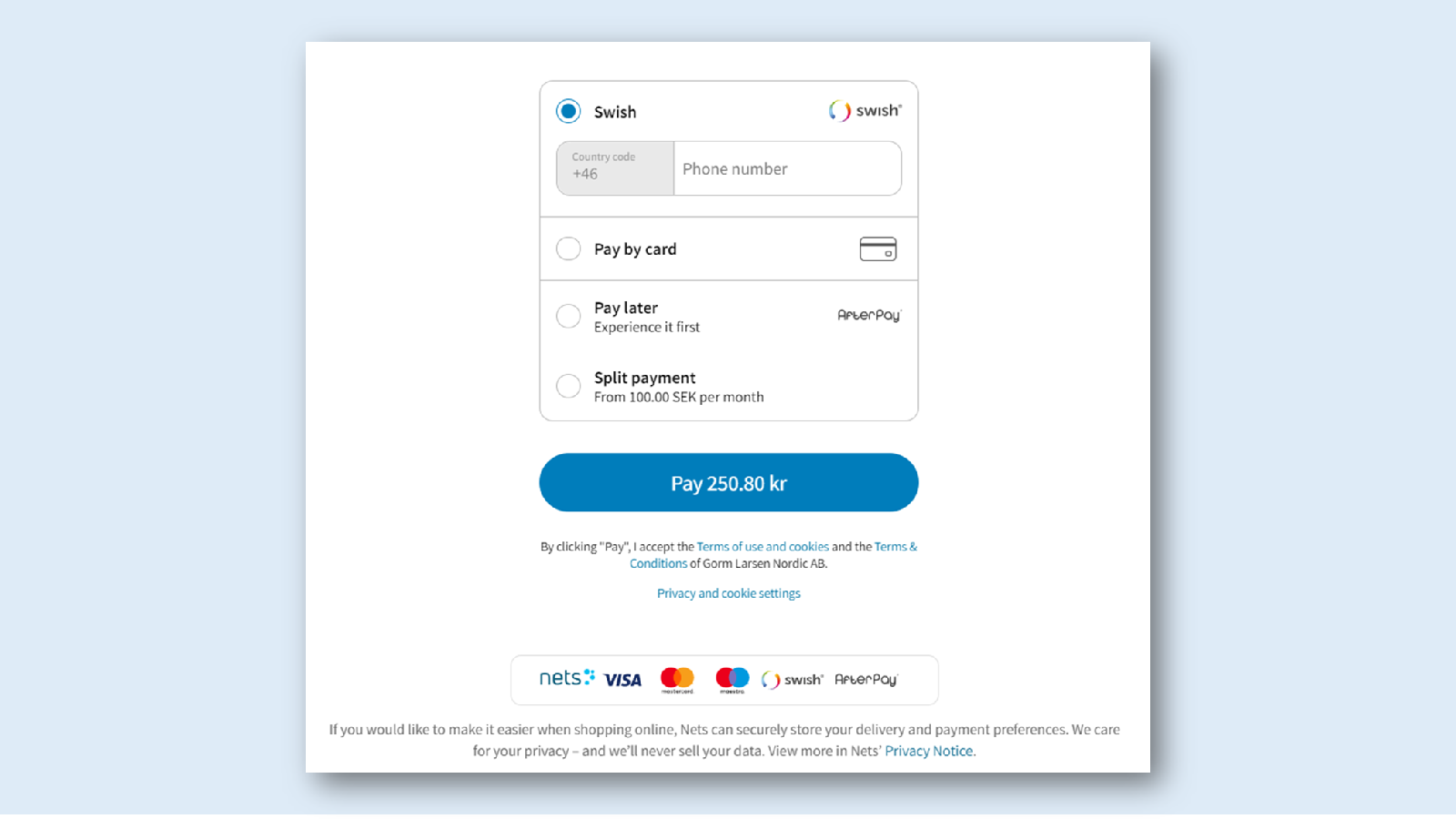 nets easy payment page
