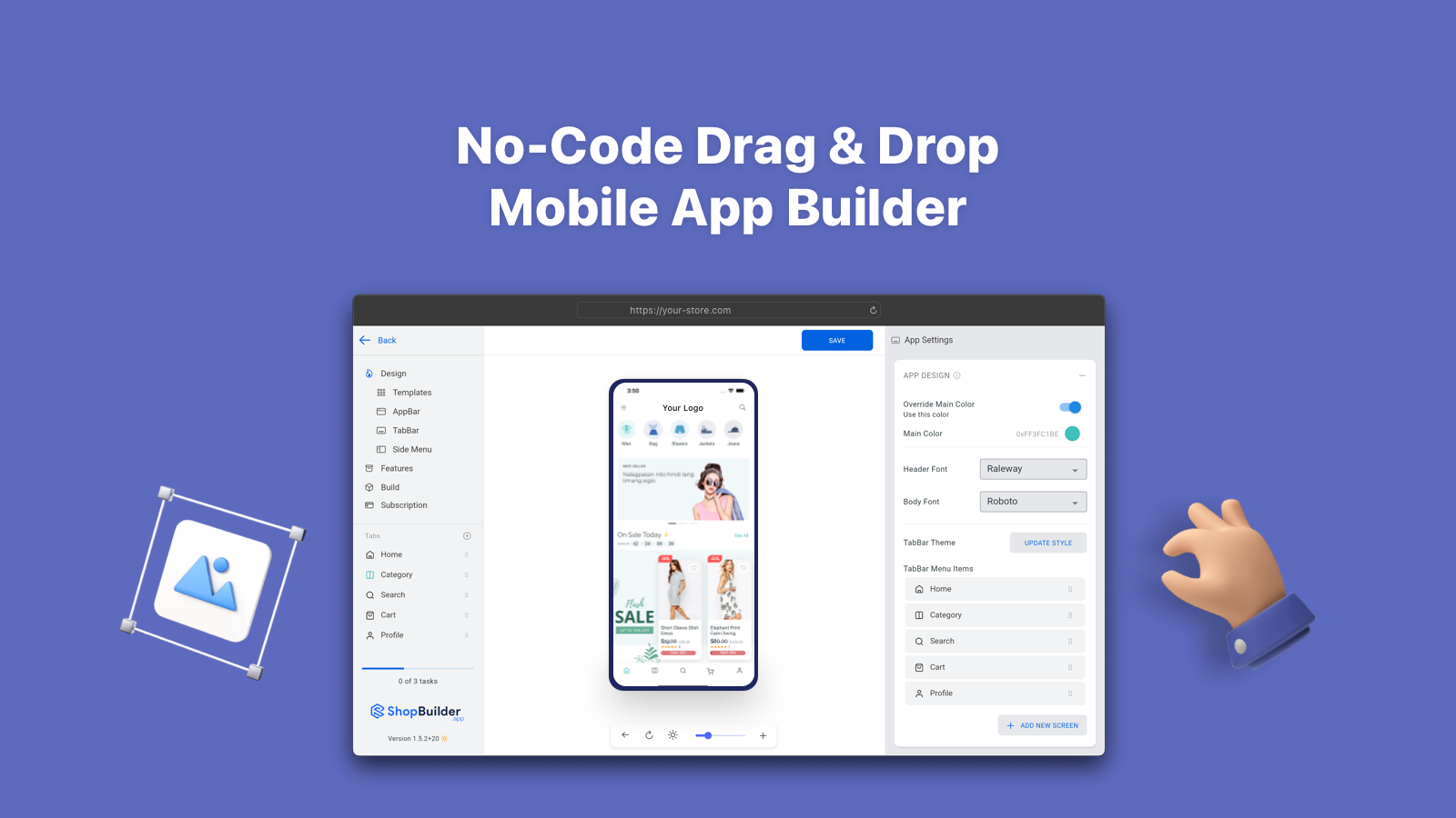 No-Code Drag & Drop  Mobile App Builder