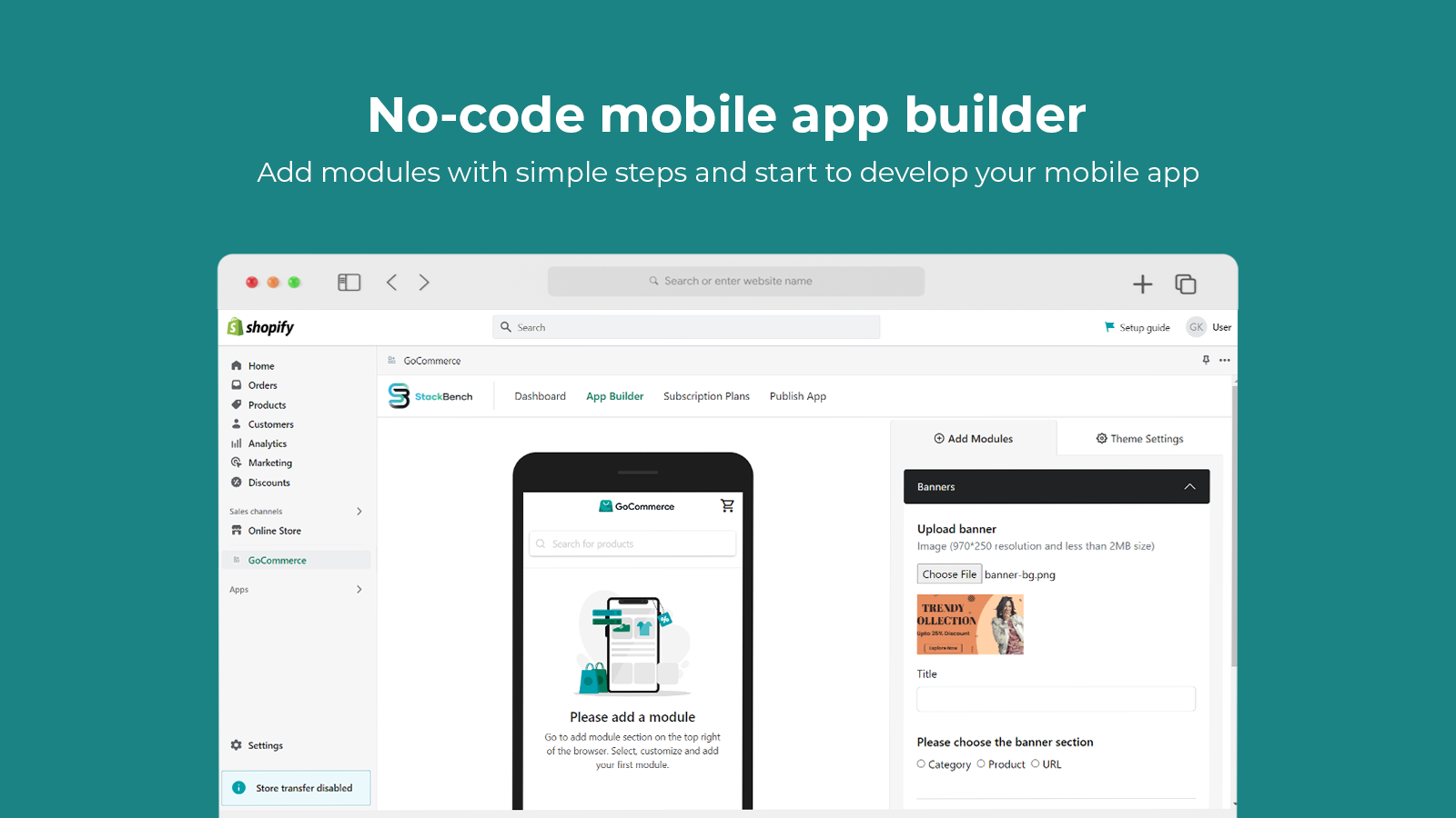 No code mobile app builder for your shopify store
