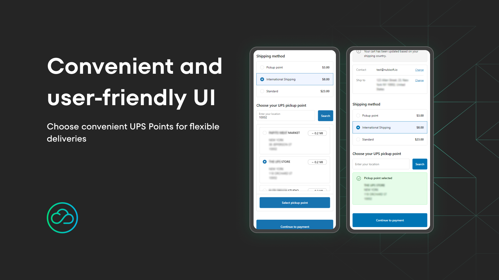 NubiSoft Pickup Points convenient UI