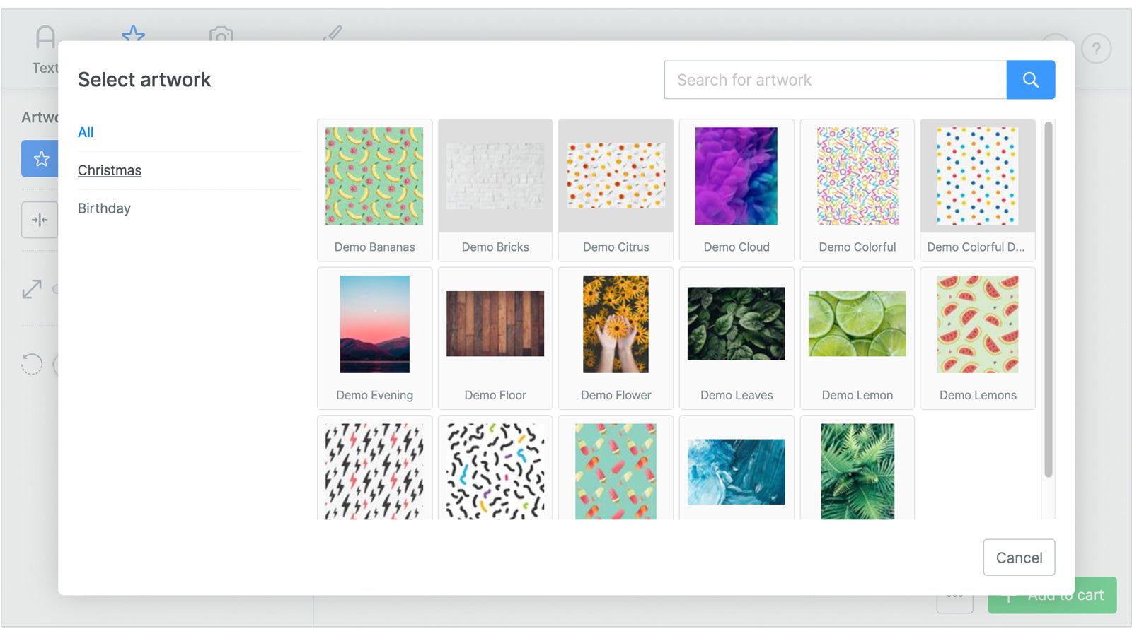 Offer a collection of categorized artwork to your customers