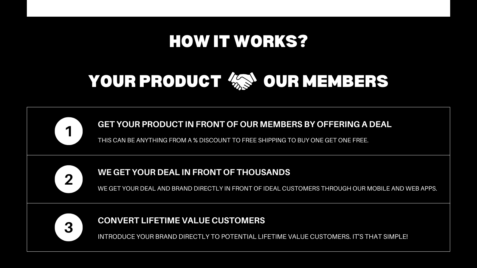 Offer a deal and introduce your brand to thousands daily. 
