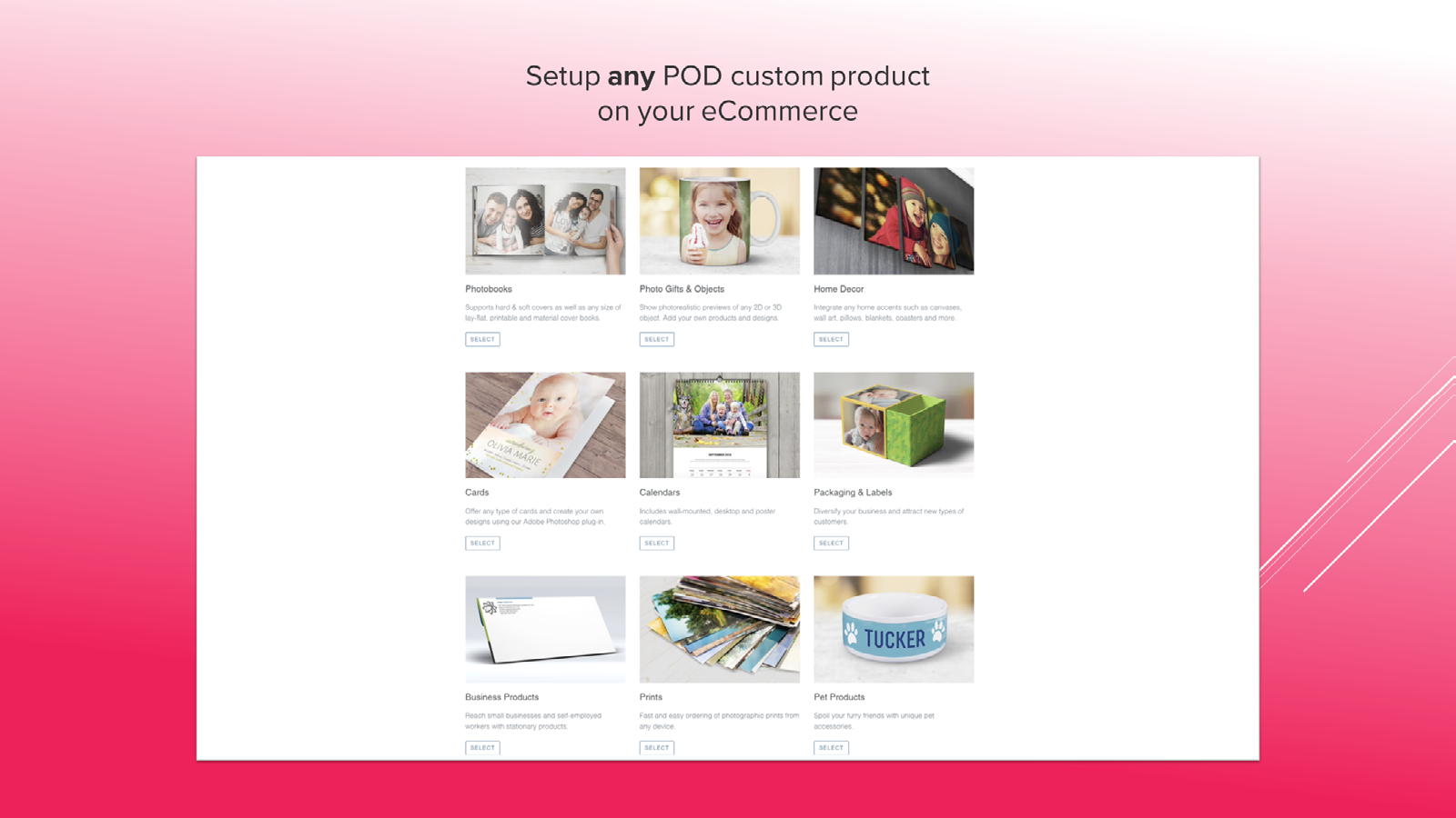 Offer any POD & Web2Print custom product