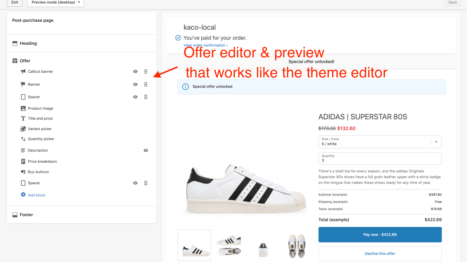 Offer preview and editor 