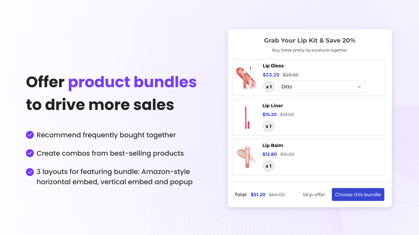 offer product combo, set by upsell, cross sell product bundle