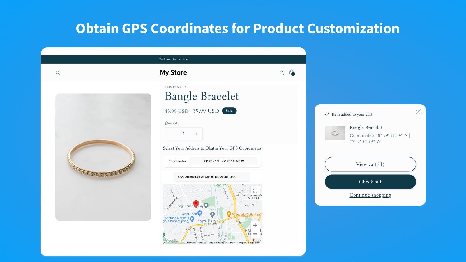 Offer Product Customization with GPS Coordinates in Product Page