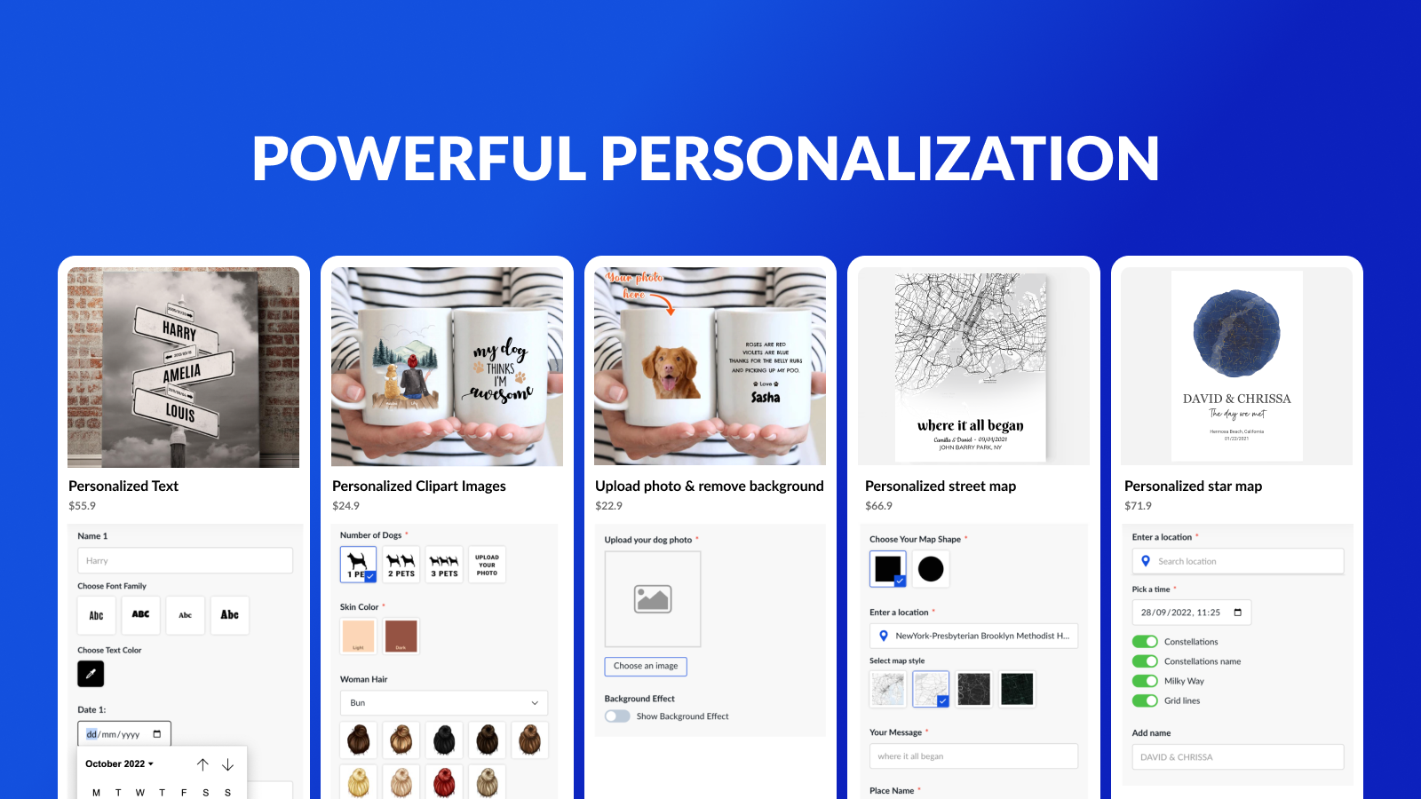 Offer stunning personalization Teeinblue Product Personalizer