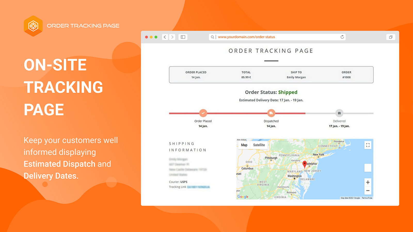 On Site Order Tracking Page