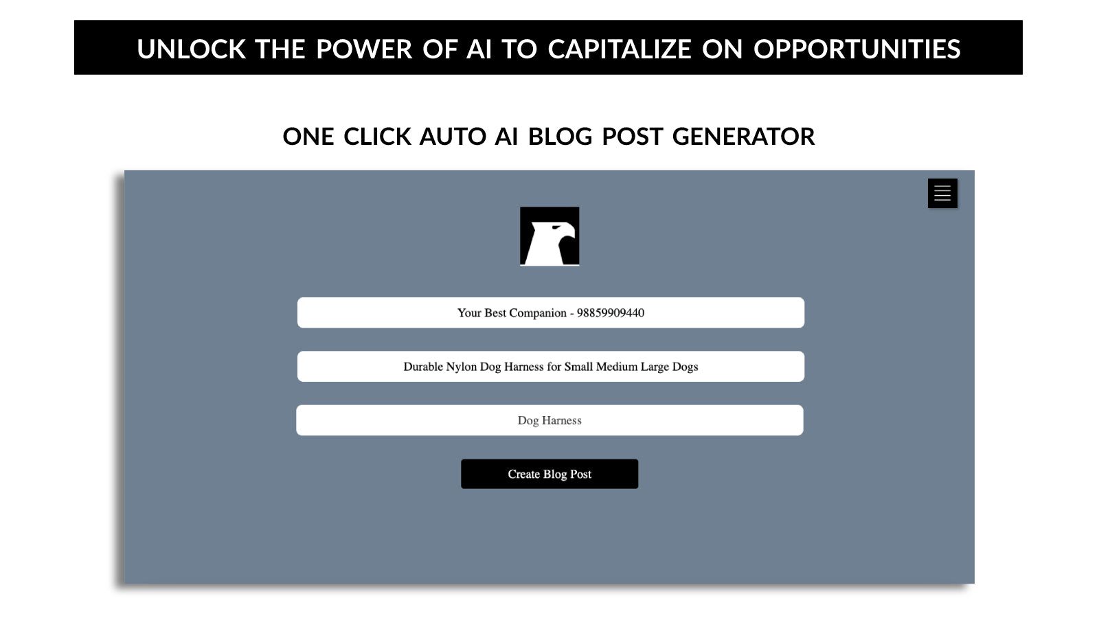 One click auto ai blog post generator