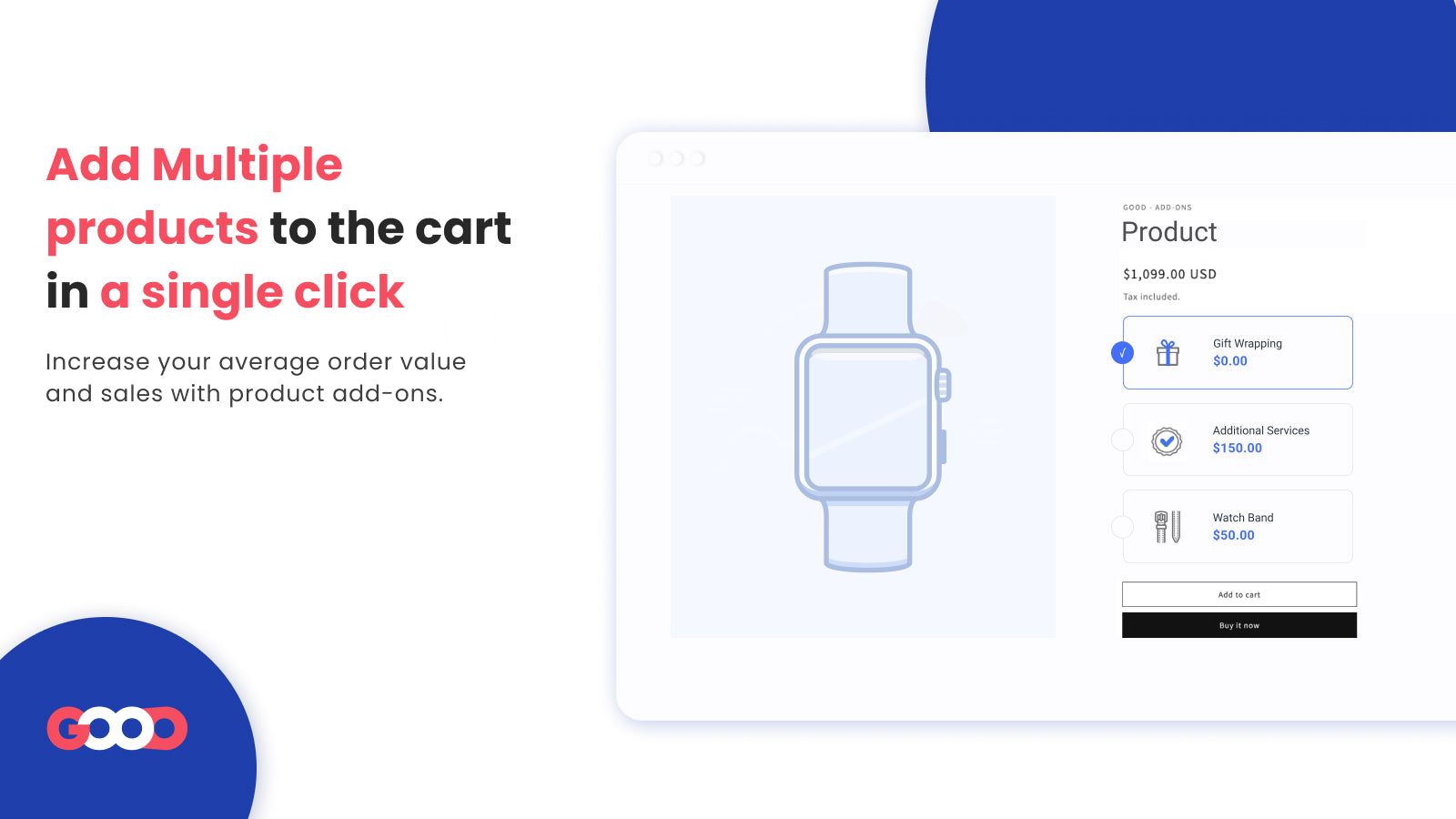one click product accessories and product add-ons