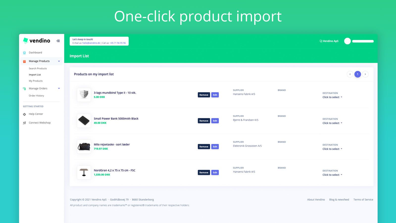 One-click product import