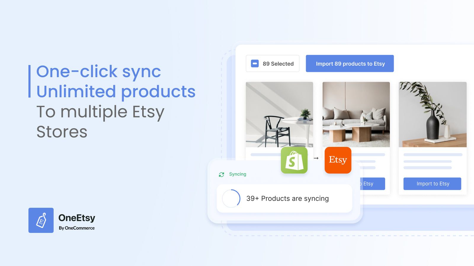One-click sync unlimited products to multiple Etsy stores
