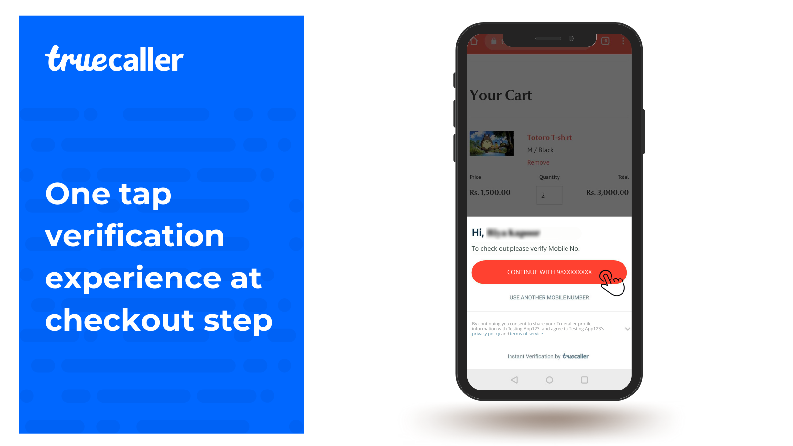 One tap verification experience at checkout step