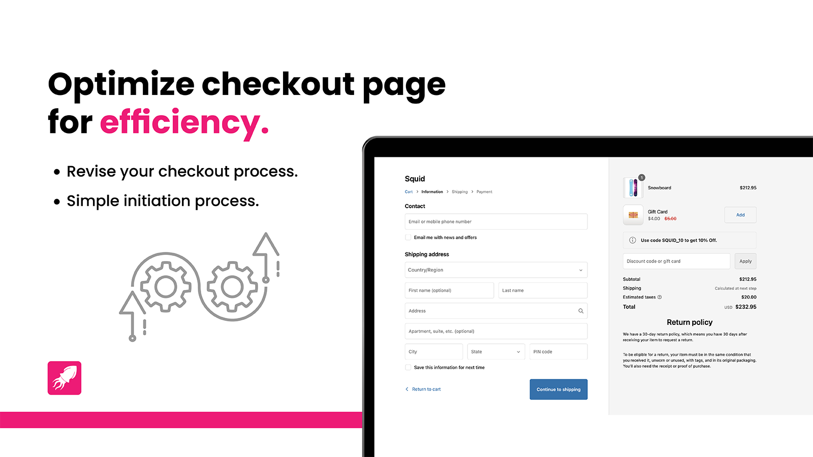 Optimize checkout page for efficiency
