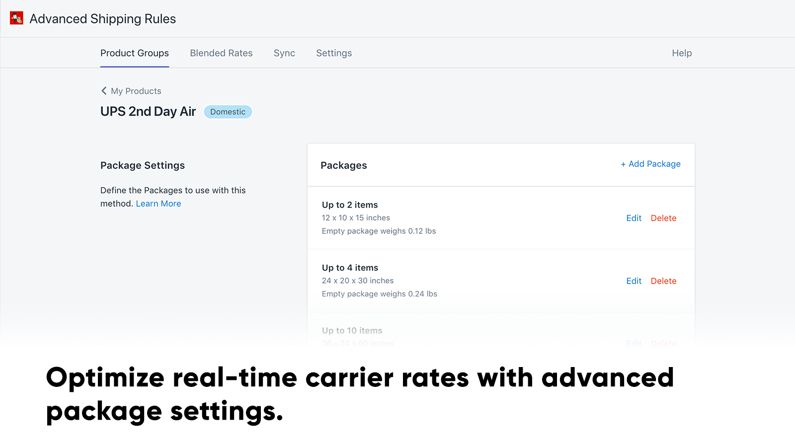 Optimize real-time carrier rates with package settings