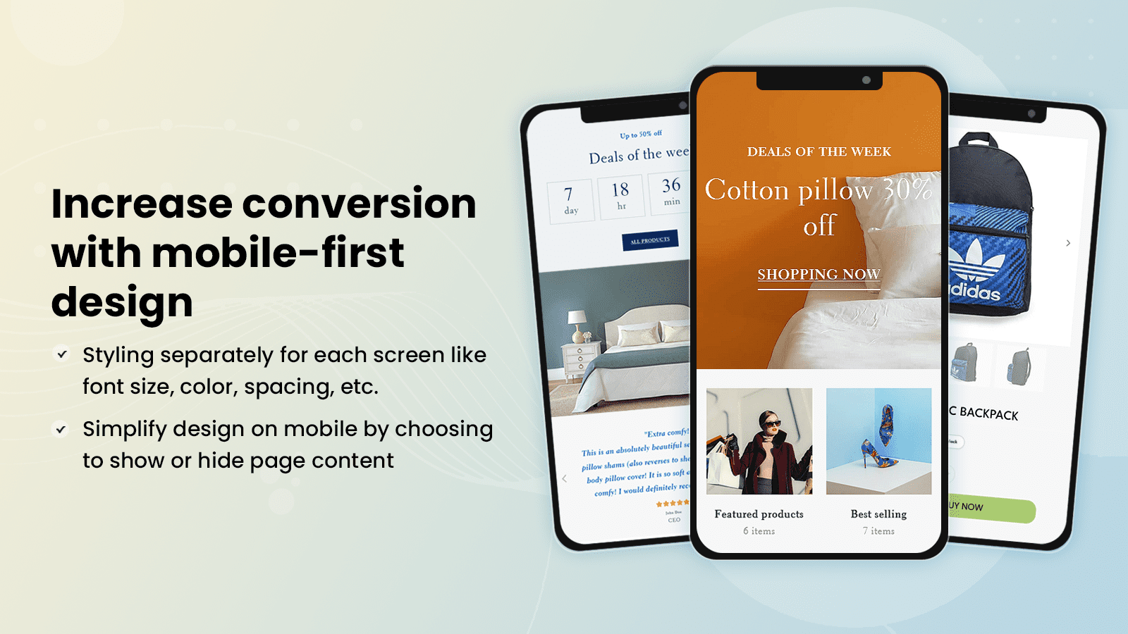 Optimized for mobile devices and increase conversion rate