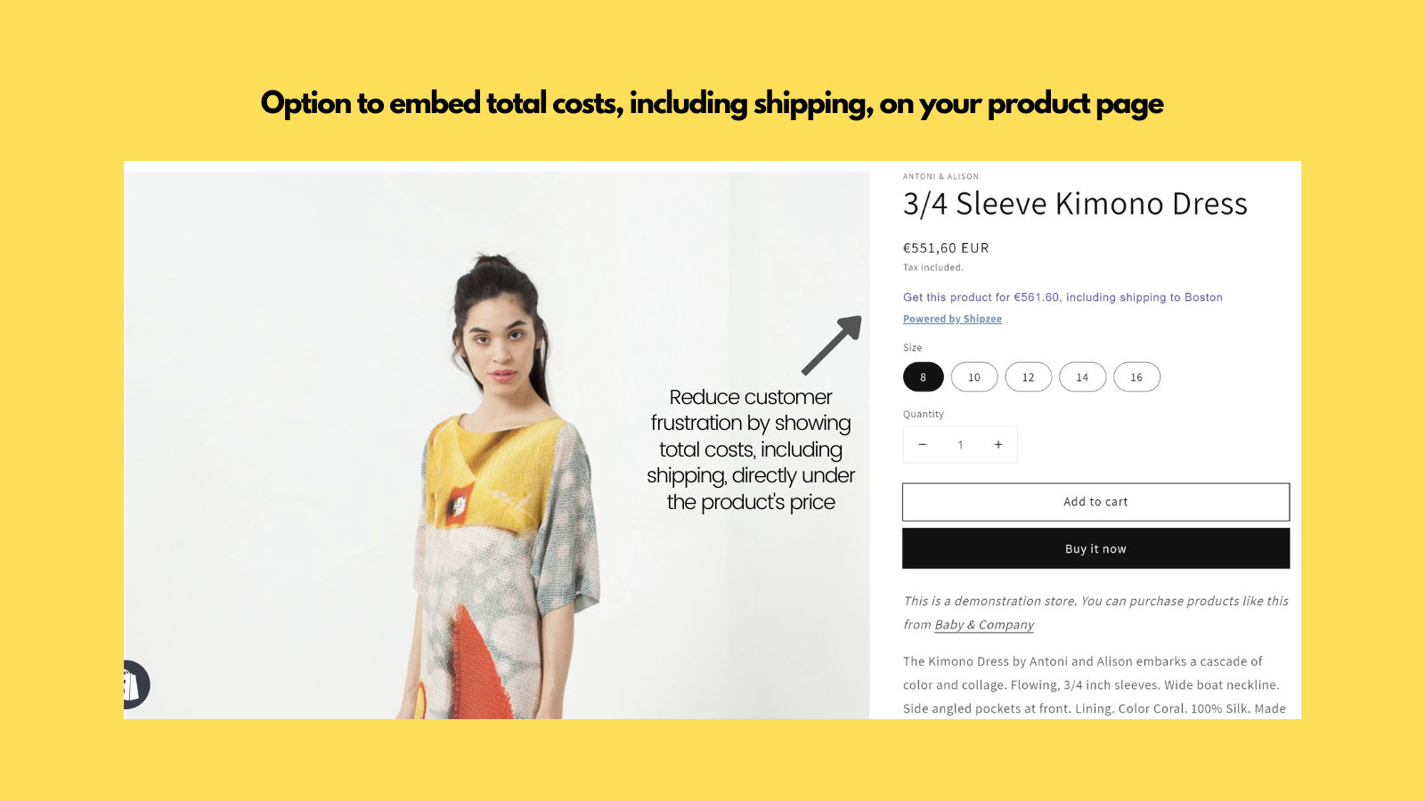 Option to embed shipping costs in product page
