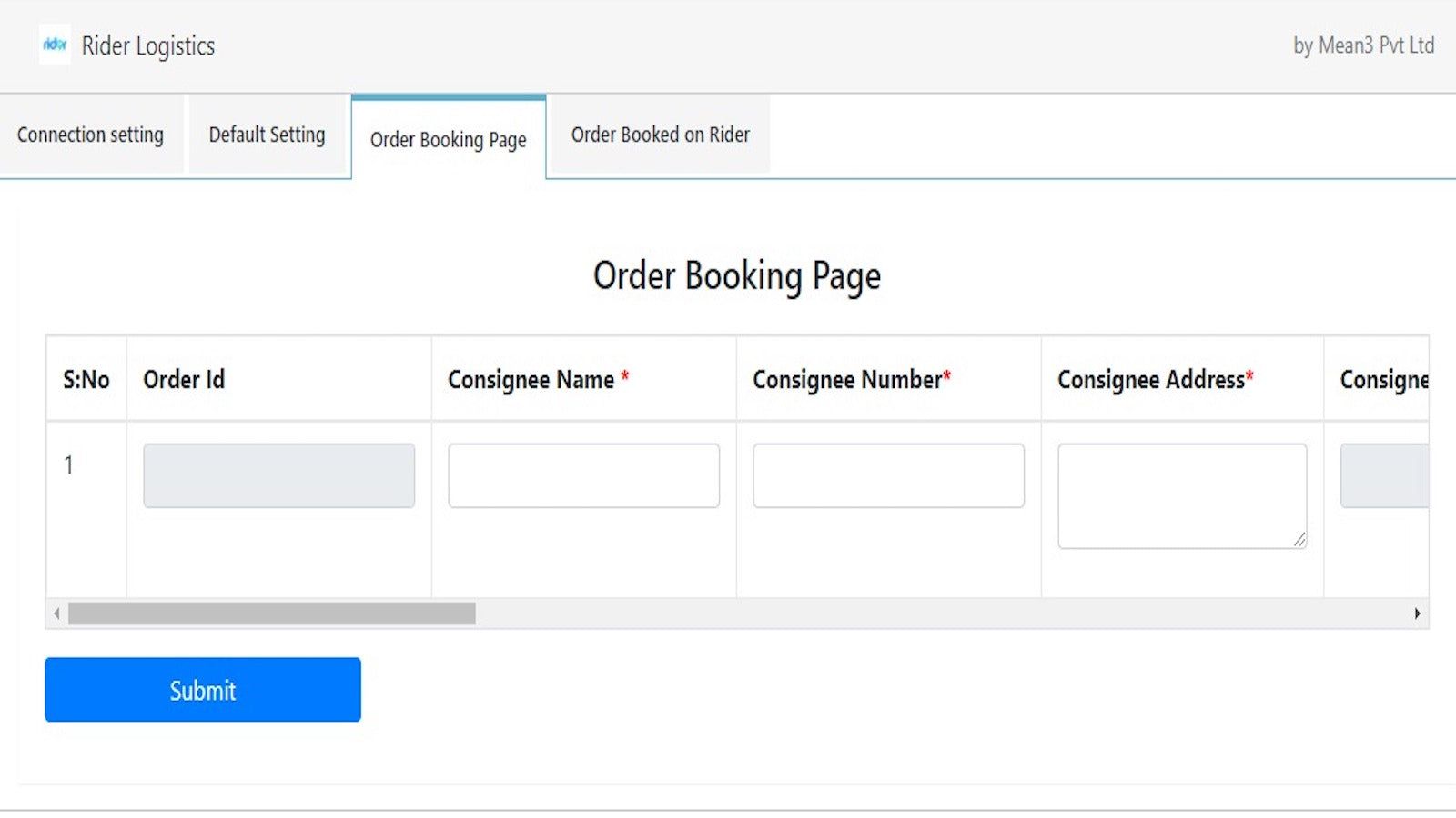 Order Booking Page