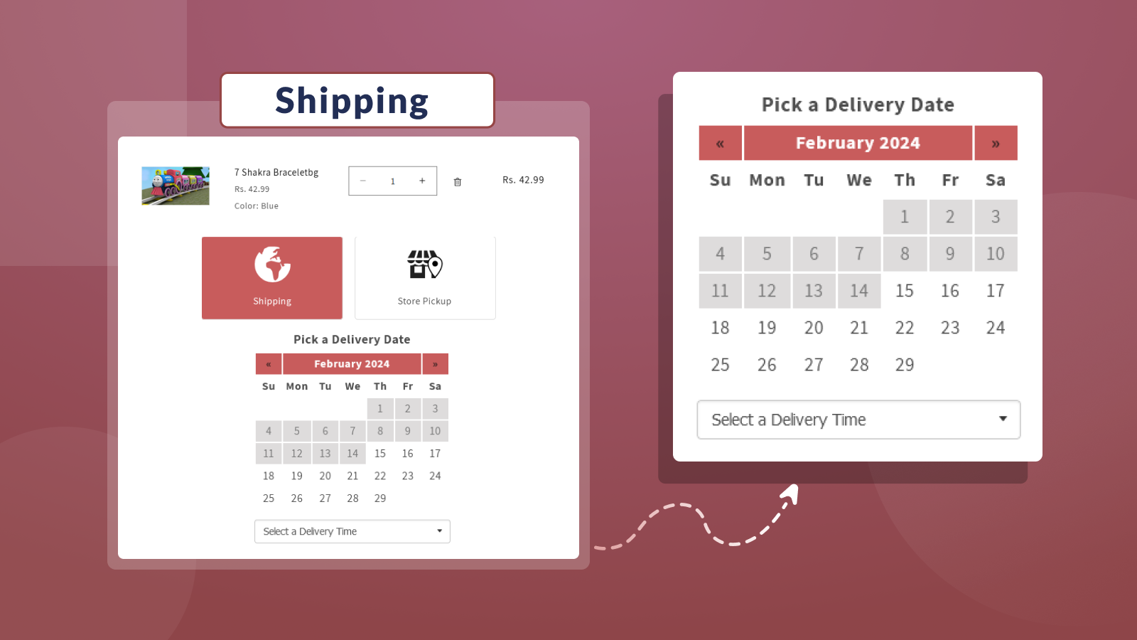 Order delivery date picker for local delivery & store pickup