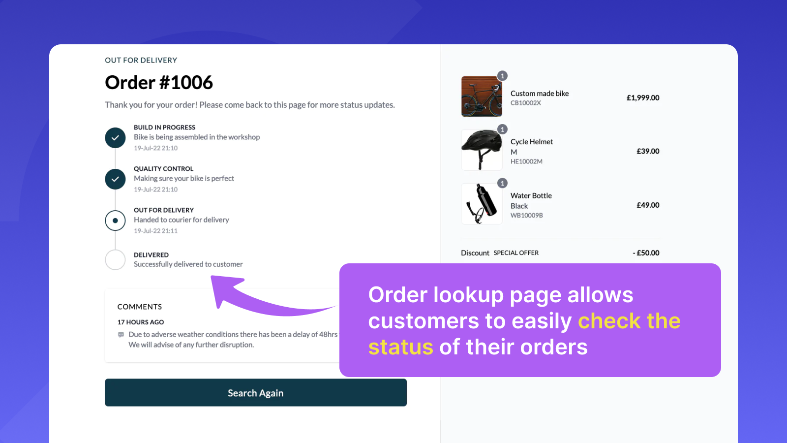Order Lookup Page