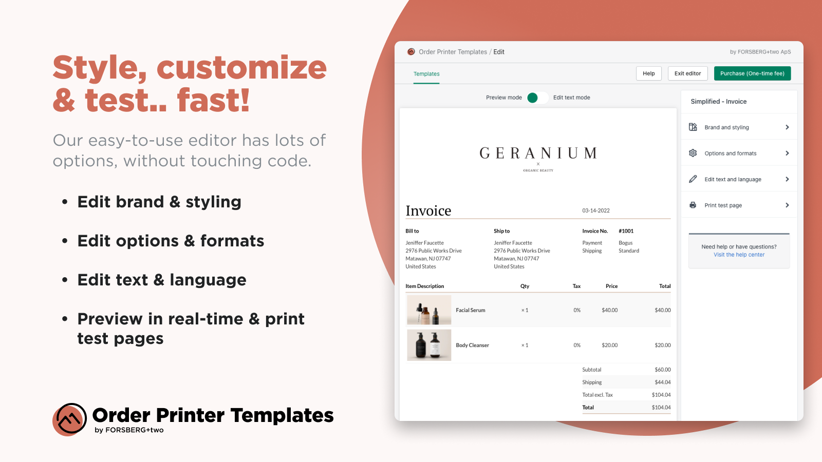 Order Printer Templates: Style, customize & test your designs