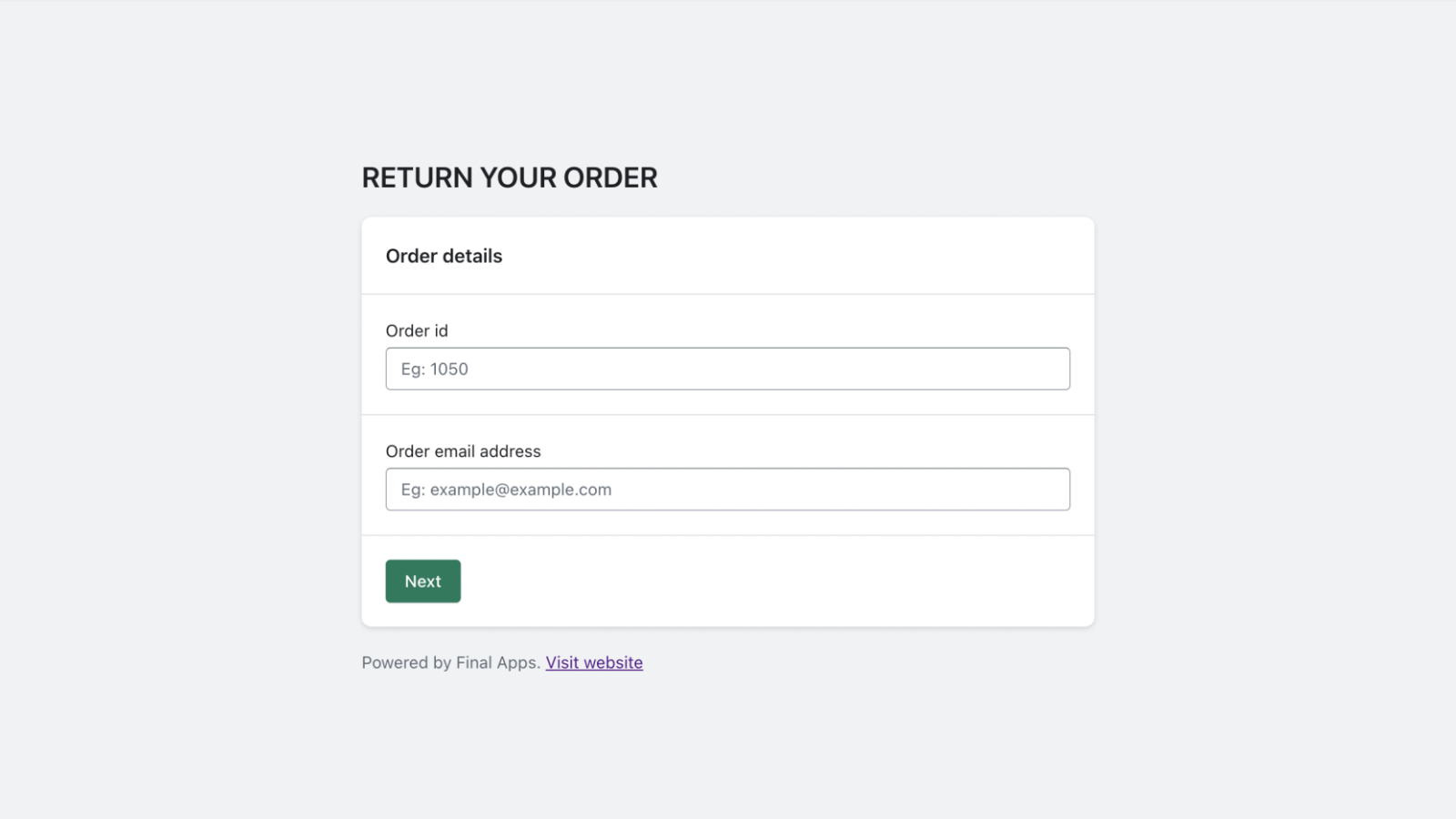 order returns and exchange page