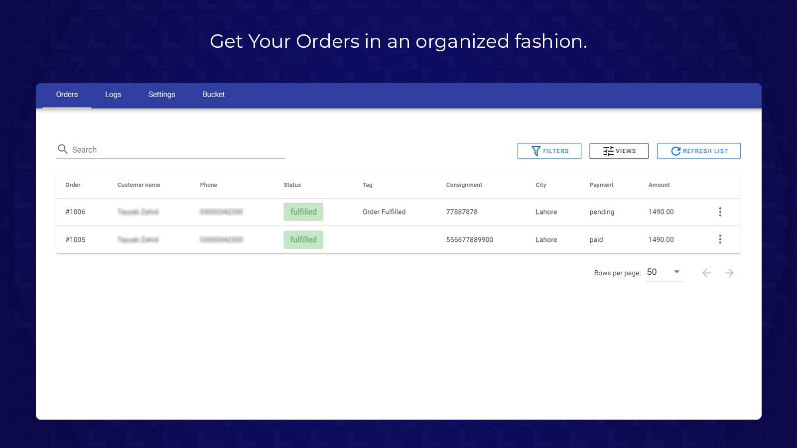 Orders Screen