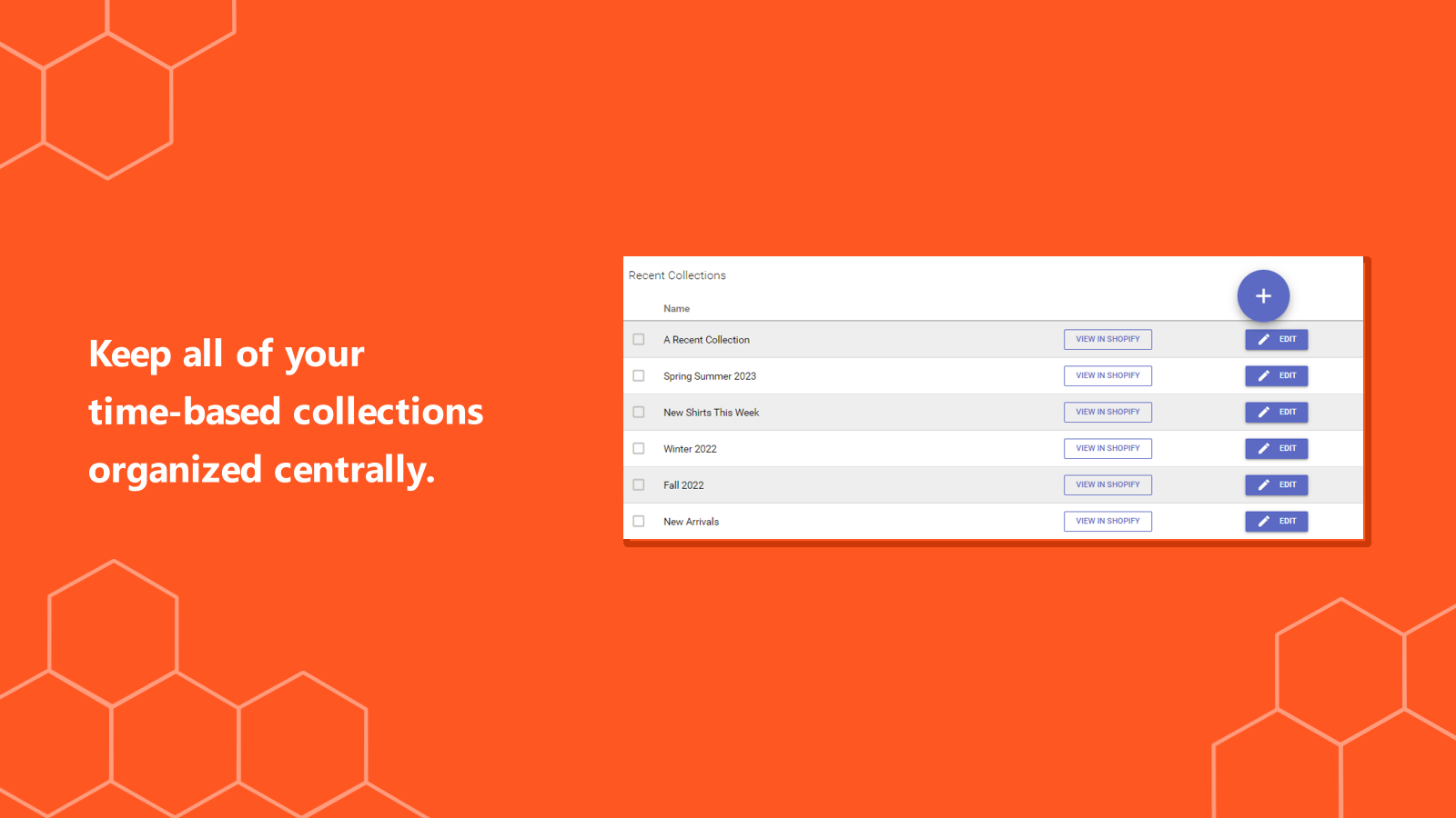 Organize your collections quickly and easily.