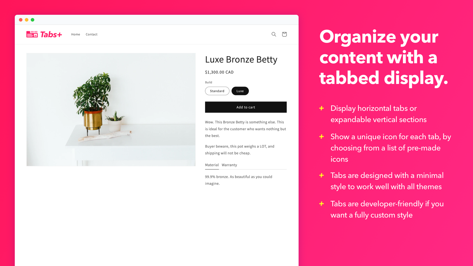 Organize your content with a tabbed display using tab templates