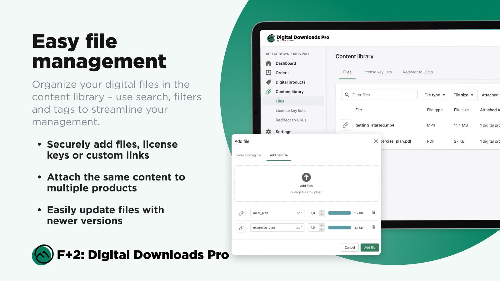 Organize your digital files in the content library