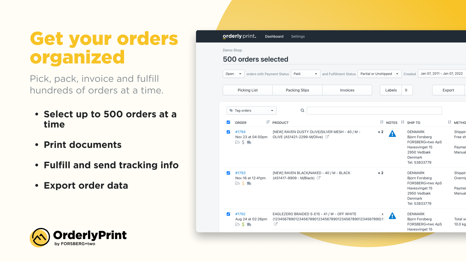 Organized: Pick, pack, invoice & fulfill 100s of orders at once