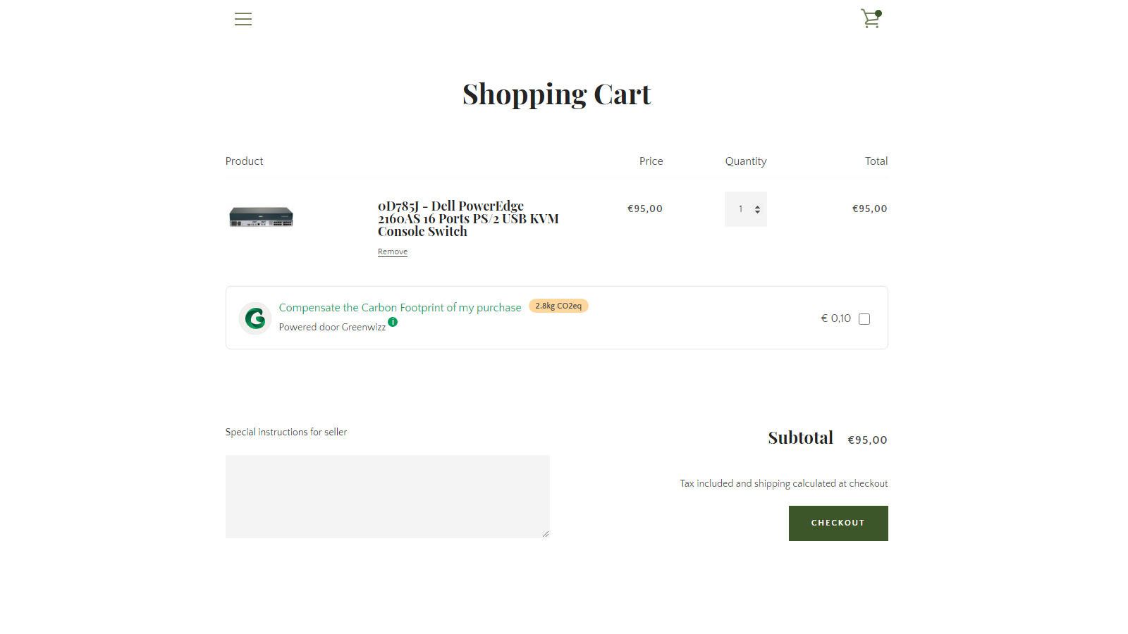 Our app in action in the cart