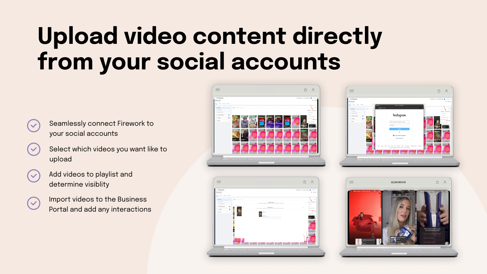 Our social media uploader makes it easy to import your content