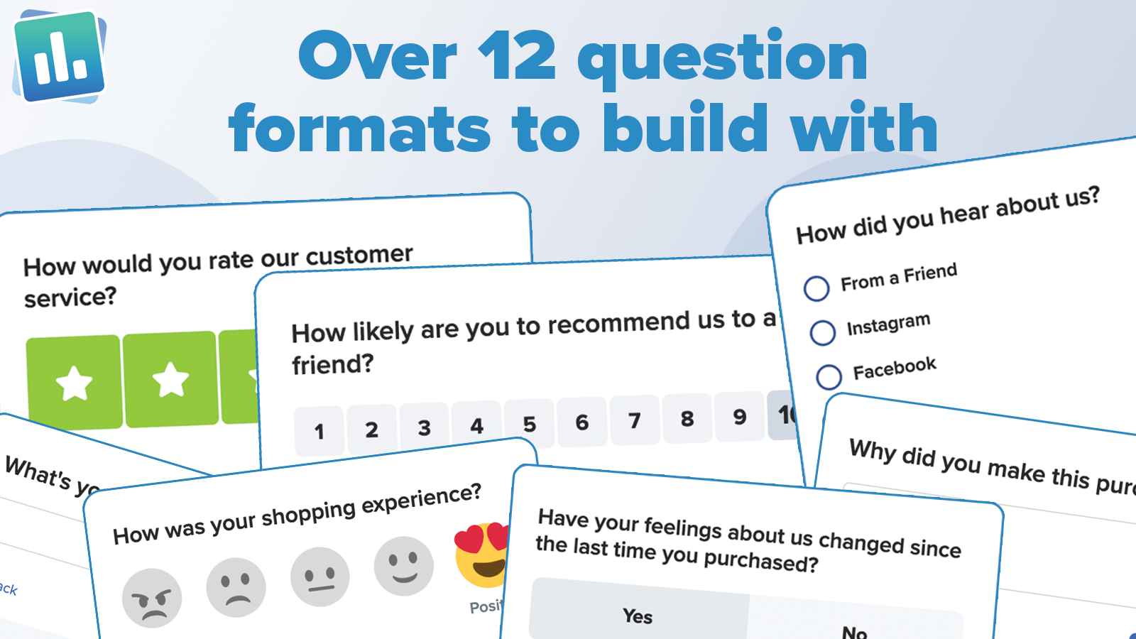 Over 12 question formats to build with