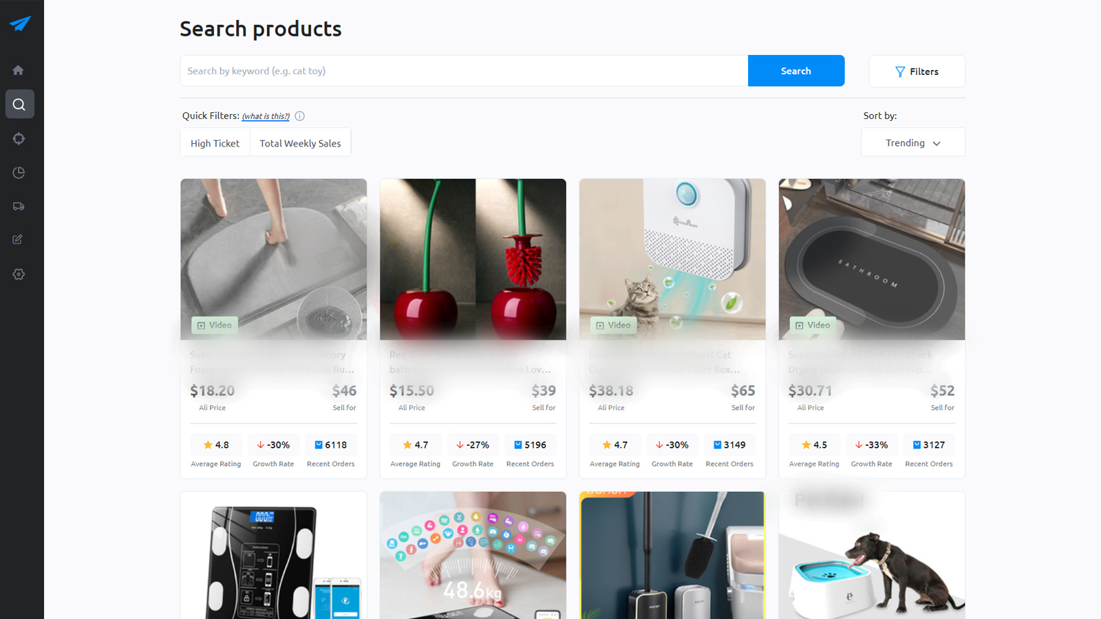 Over a million products sorted by demand data in Product Finder