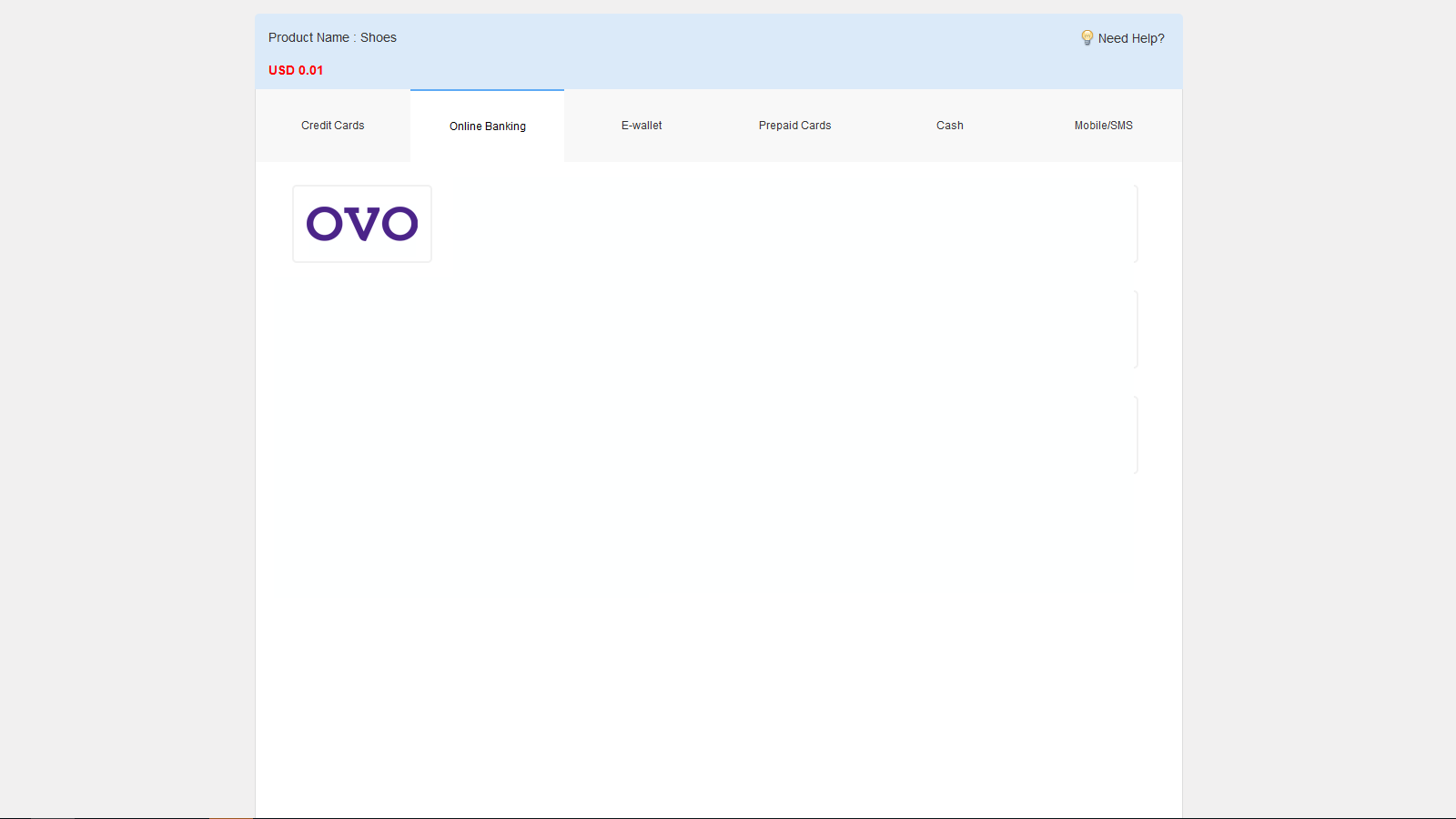 OVO payment page.