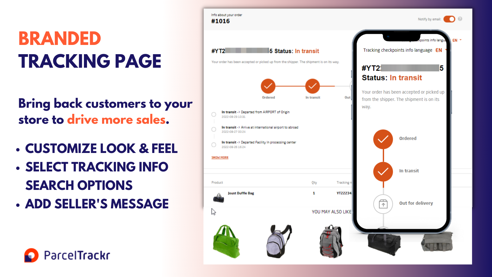 Package tracking: Create branded order tracking page