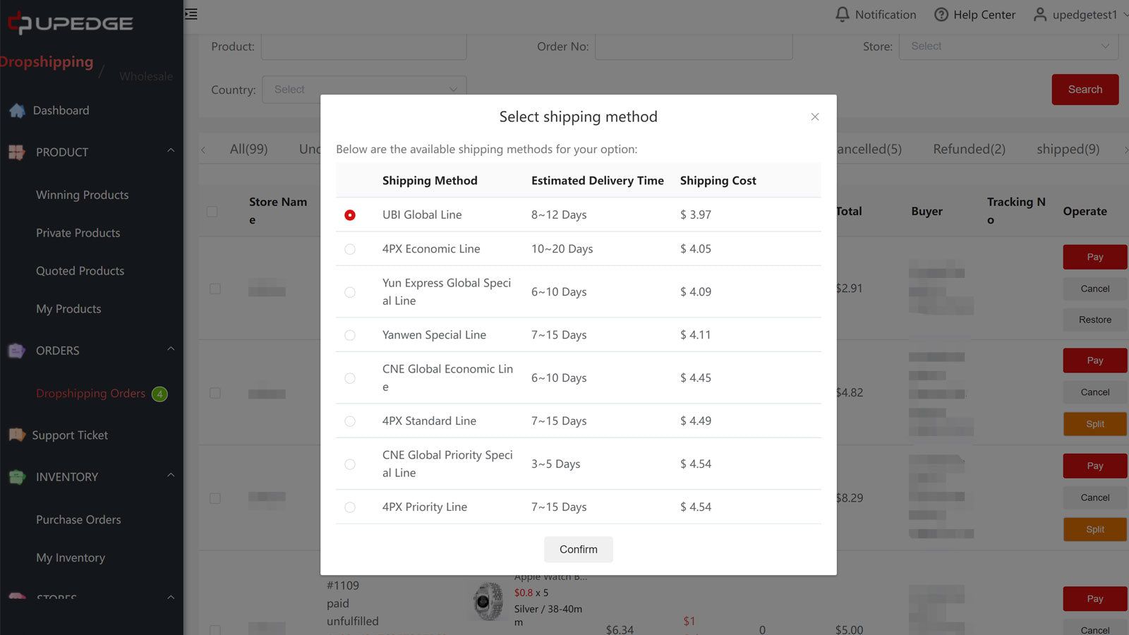 page for sellers have more shipping options to dropship products