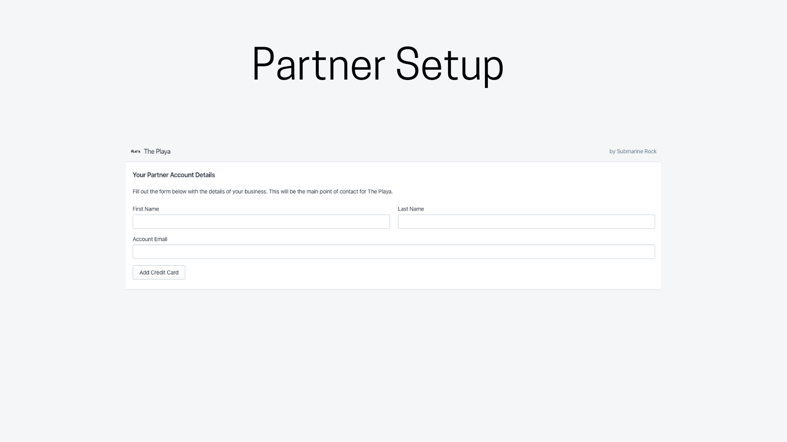 Partner Account Setup