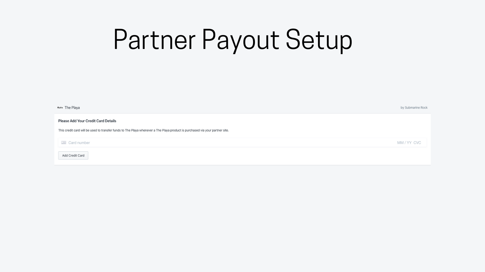 Partner Payout Setup