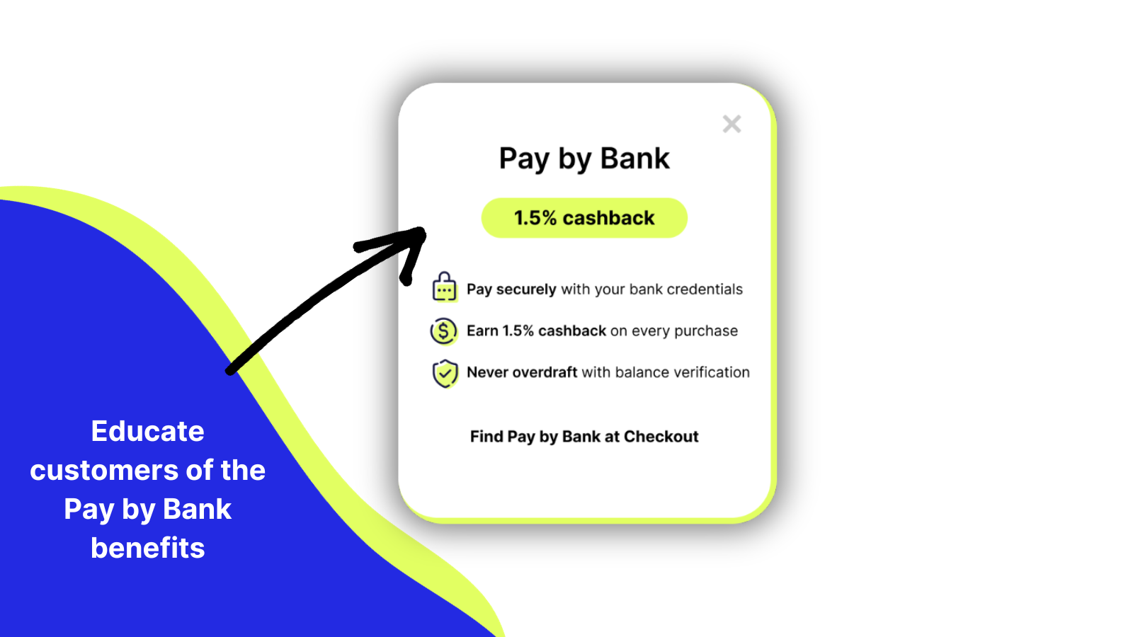Pay by Bank pop-up to inform customers of benefits