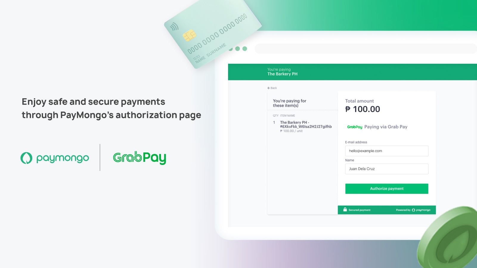 Pay safely and securely through PayMongo’s authorization page.