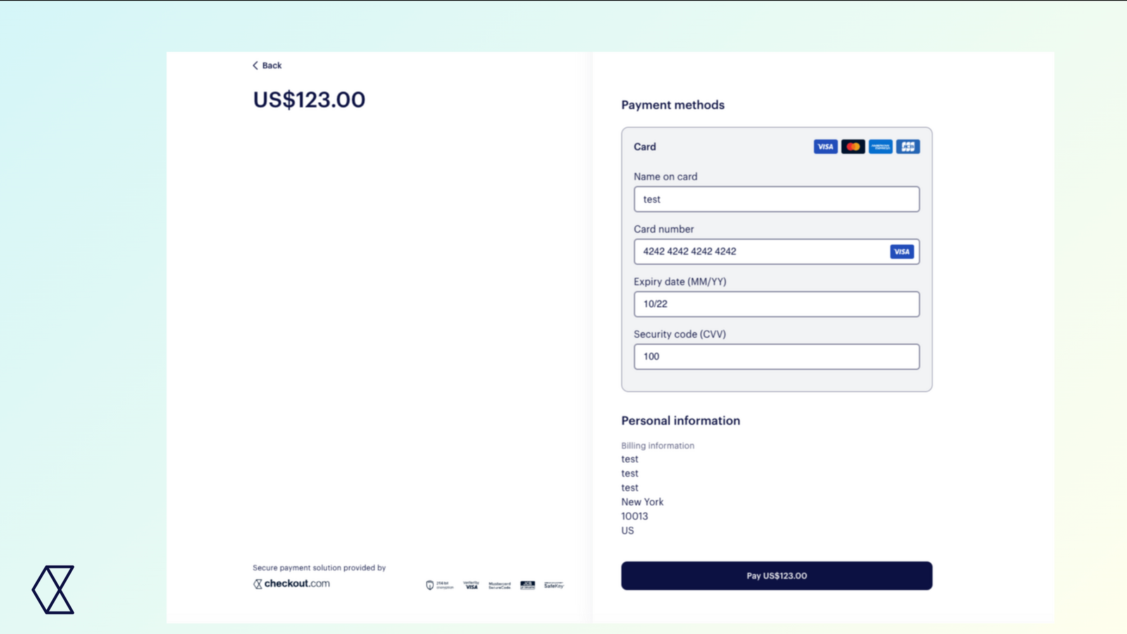 Payment by Card with Checkout .com (front-end)