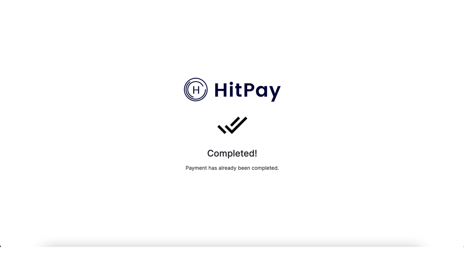 Payment completion success screen  