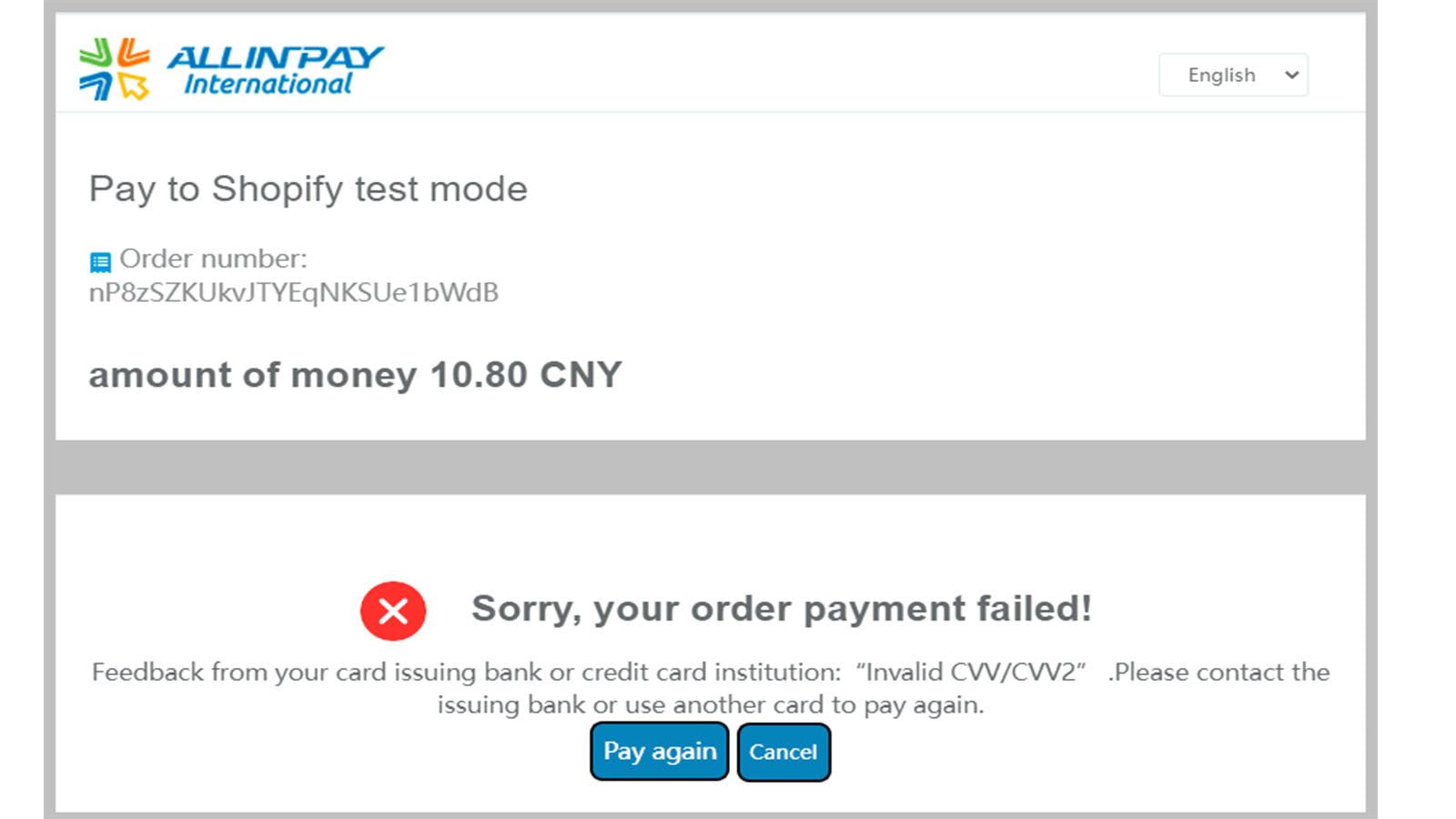Payment failure or abnormal payment